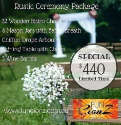 CEREMONY PACKAGE - RUSTIC - FROM $600 Brisbane Wedding Equipment Hire