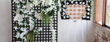 FREE Donut Wall Hire with Flower Wall Hire Hillside Wedding Equipment Hire